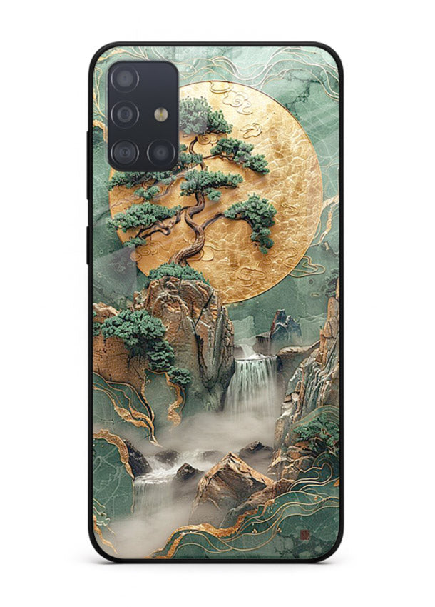 Golden Jade Falls jade waterfall artwork Samsung A51 glass back cover