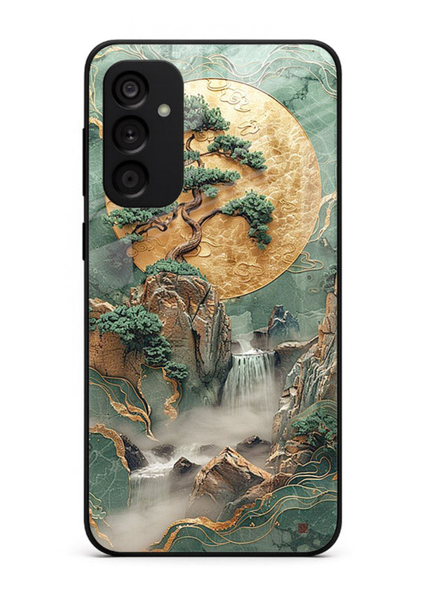 Golden Jade Falls jade waterfall artwork Samsung M15 5G glass back cover