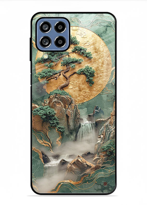 Golden Jade Falls jade waterfall artwork Samsung F12 5G glass back cover