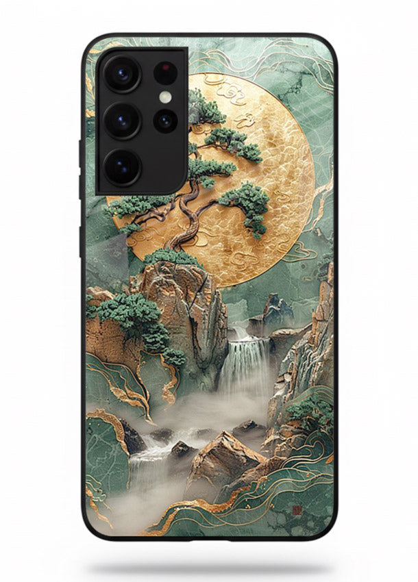 Golden Jade Falls jade waterfall artwork Samsung S21 Ultra glass back cover