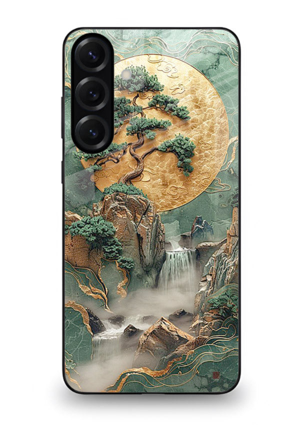 Golden Jade Falls jade waterfall artwork Samsung M35 5G glass back cover