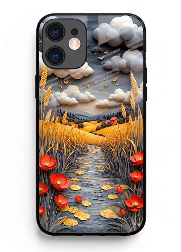 Golden Wheat Storm dramatic wheat field artwork iphone 12 glass back cover