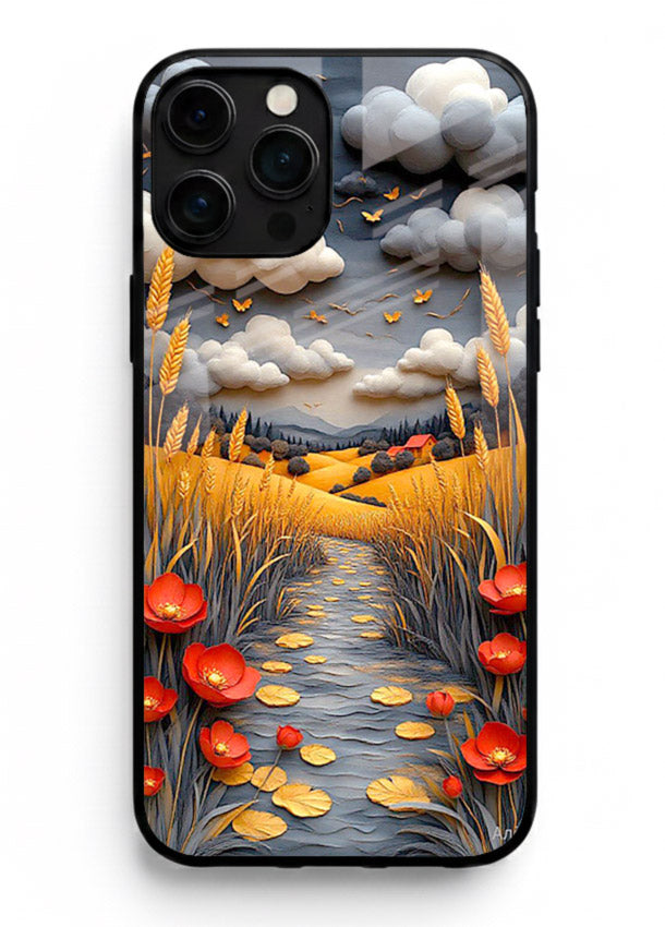 Golden Wheat Storm dramatic wheat field artwork iphone 16 pro max glass back cover