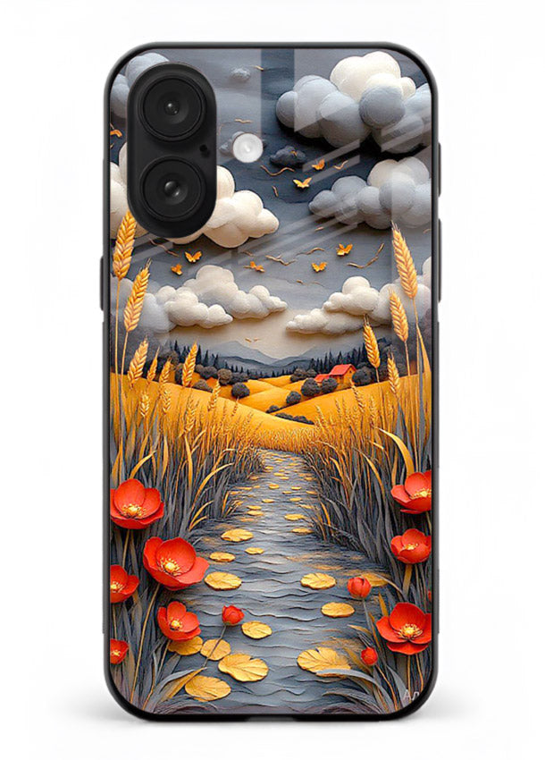 Golden Wheat Storm dramatic wheat field artwork iphone 17 glass back cover