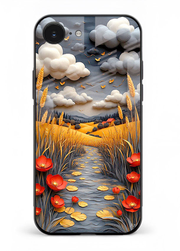 Golden Wheat Storm dramatic wheat field artwork iphone 16e glass back cover