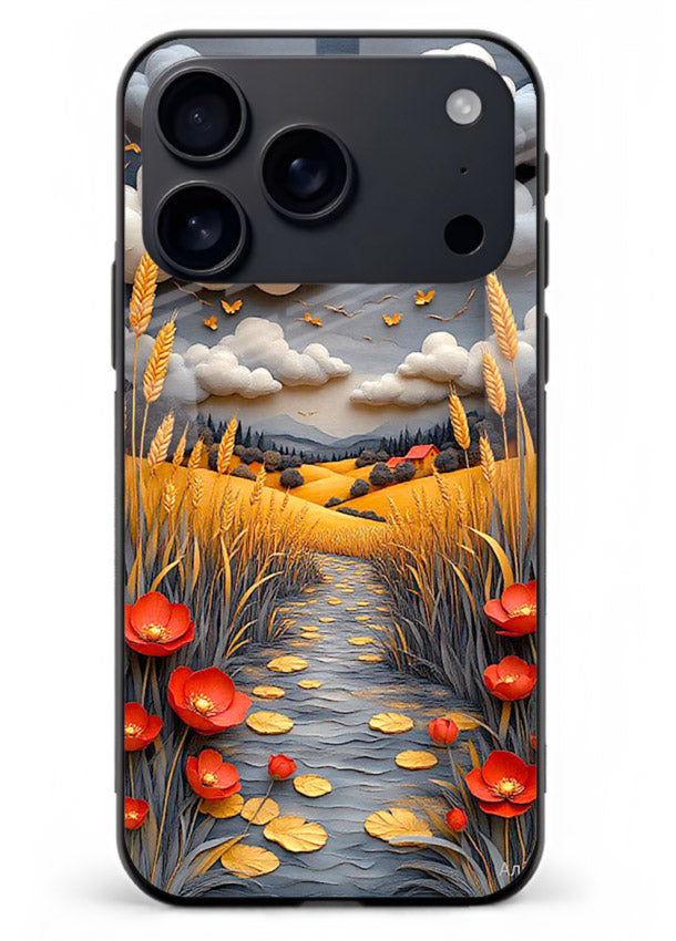 Golden Wheat Storm dramatic wheat field artwork iphone 17 pro max glass back cover
