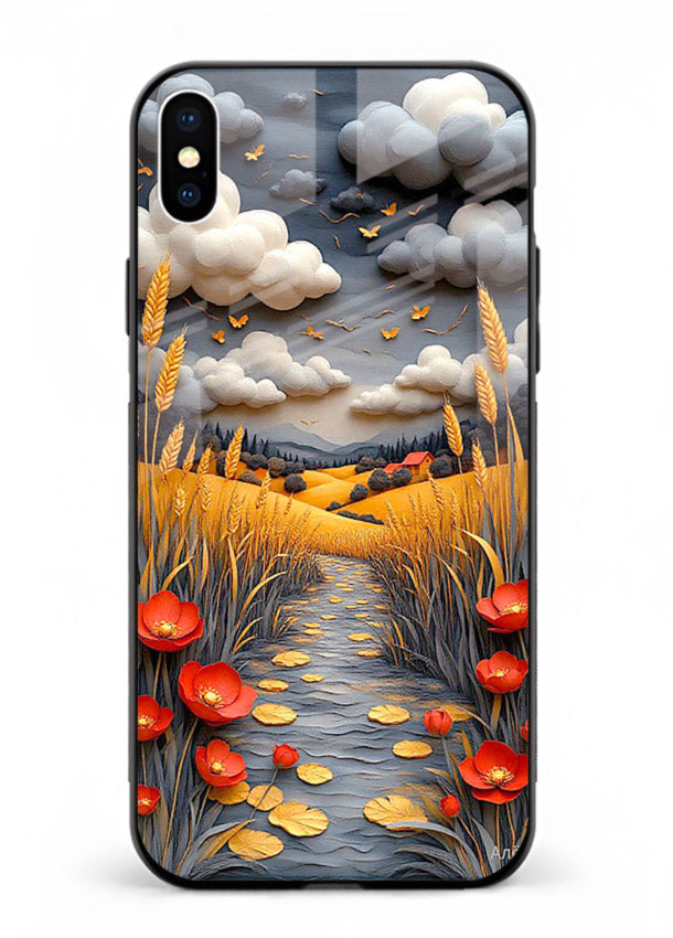 Golden Wheat Storm dramatic wheat field artwork iphone xs max glass back cover