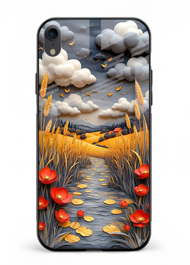 Golden Wheat Storm dramatic wheat field artwork iphone xr glass back cover
