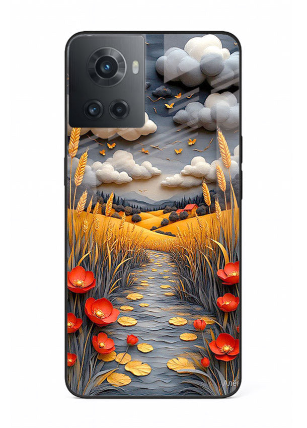 Golden Wheat Storm dramatic wheat field artwork OnePlus 10R glass back cover