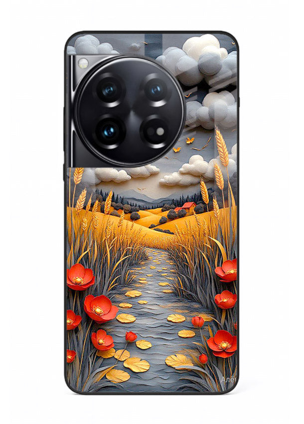 Golden Wheat Storm dramatic wheat field artwork OnePlus 12 glass back cover
