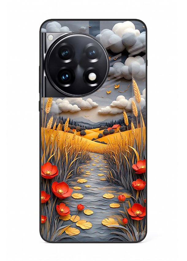 Golden Wheat Storm dramatic wheat field artwork OnePlus 12R glass back cover