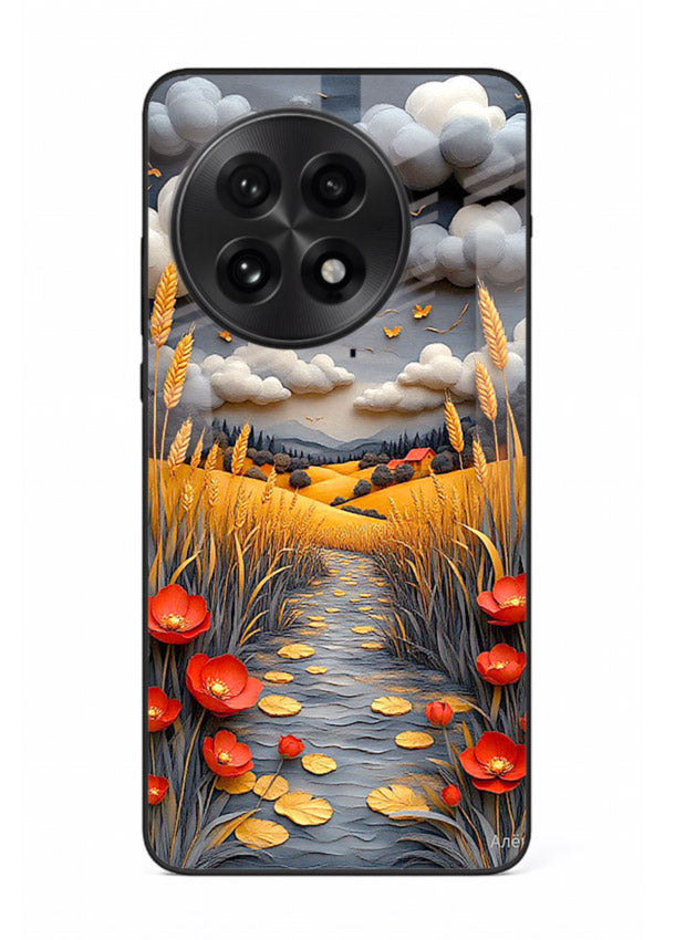 Golden Wheat Storm dramatic wheat field artwork OnePlus 13R glass back cover