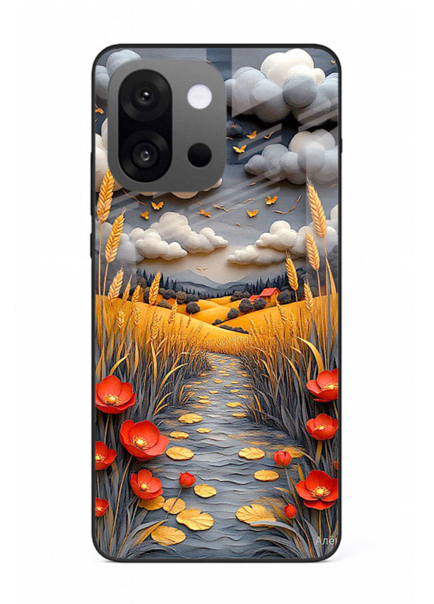 Golden Wheat Storm dramatic wheat field artwork OnePlus 13s glass back cover