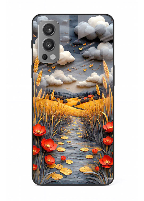 Golden Wheat Storm dramatic wheat field artwork OnePlus Nord 2 glass back cover