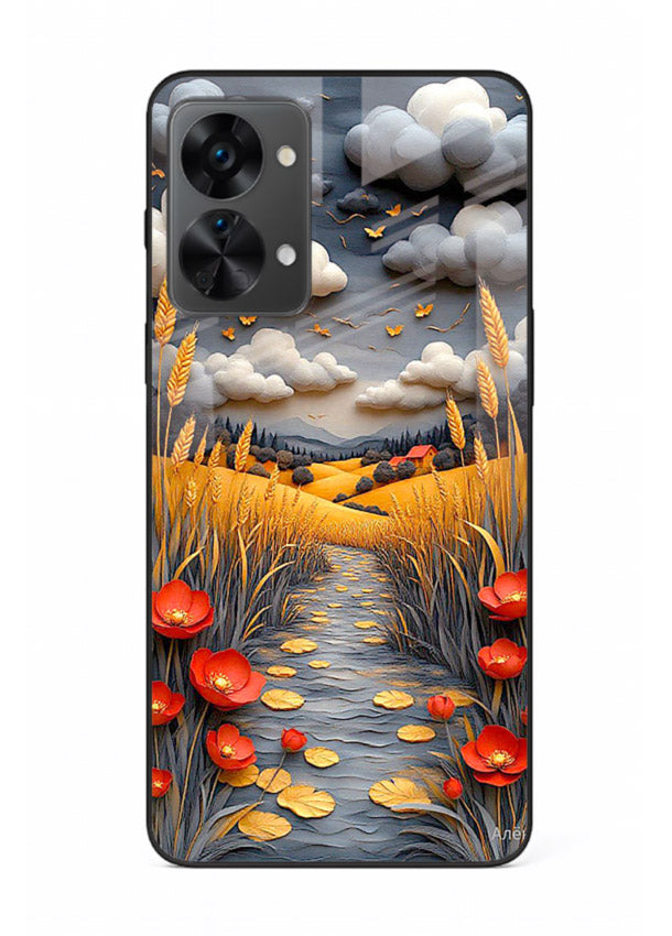 Golden Wheat Storm dramatic wheat field artwork OnePlus Nord 2T glass back cover