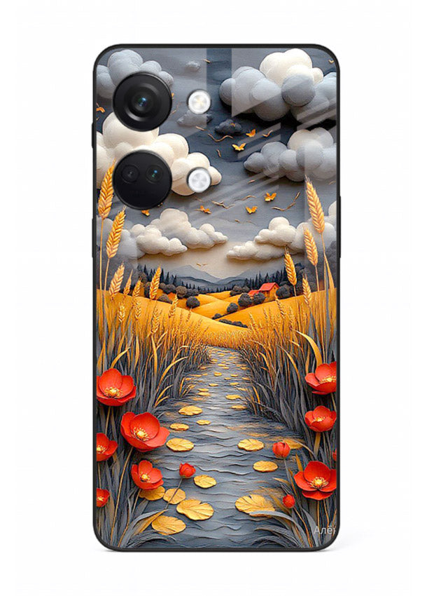 Golden Wheat Storm dramatic wheat field artwork OnePlus Nord 3 glass back cover