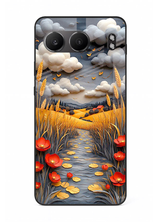 Golden Wheat Storm dramatic wheat field artwork OnePlus Nord 4 glass back cover