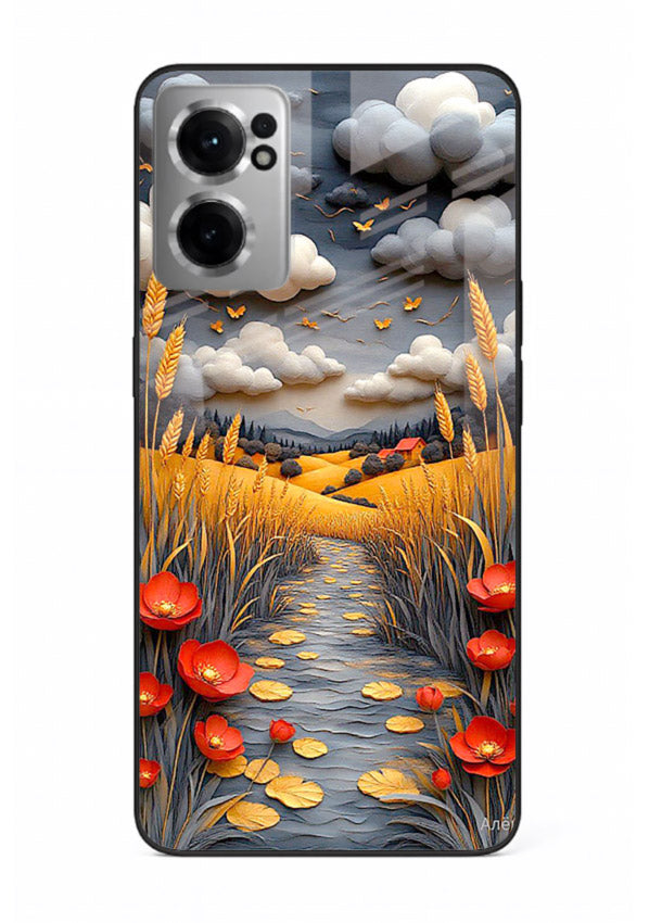 Golden Wheat Storm dramatic wheat field artwork OnePlus Nord CE2 5G glass back cover