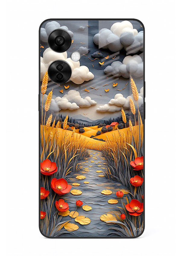 Golden Wheat Storm dramatic wheat field artwork OnePlus Nord CE3 Lite glass back cover