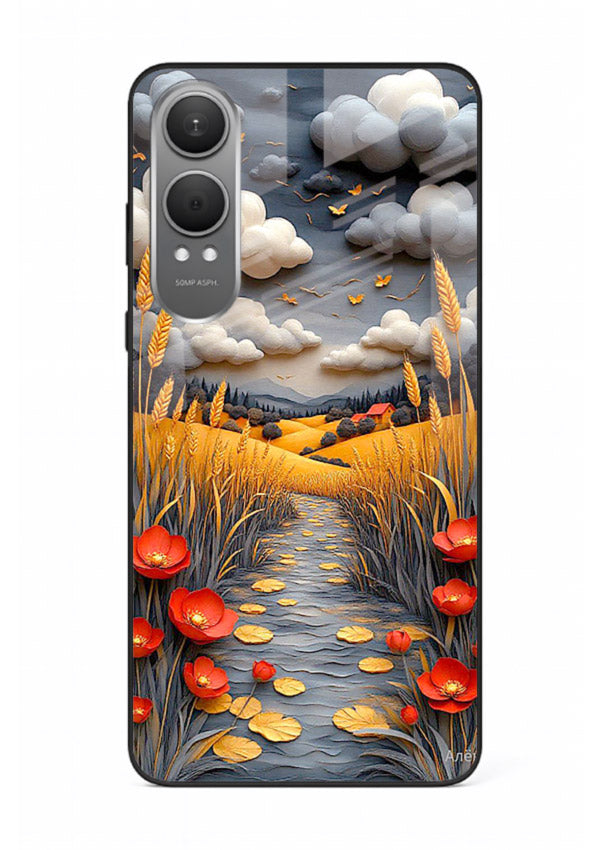 Golden Wheat Storm dramatic wheat field artwork OnePlus Nord CE4 Lite glass back cover