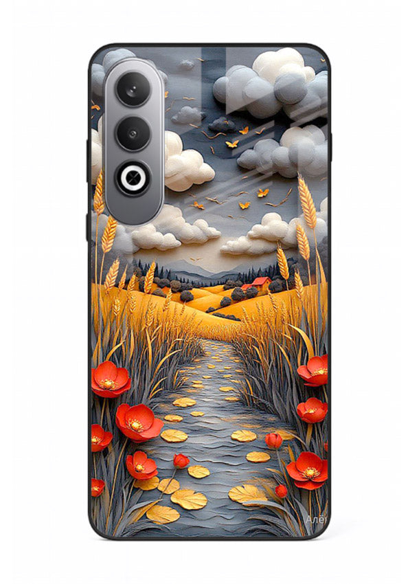 Golden Wheat Storm dramatic wheat field artwork OnePlus Nord CE4 glass back cover