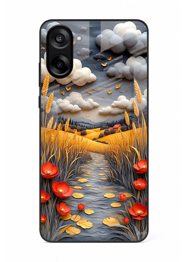 Golden Wheat Storm dramatic wheat field artwork OnePlus Nord CE5 glass back cover