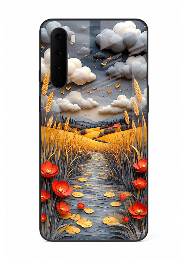 Golden Wheat Storm dramatic wheat field artwork OnePlus Nord glass back cover