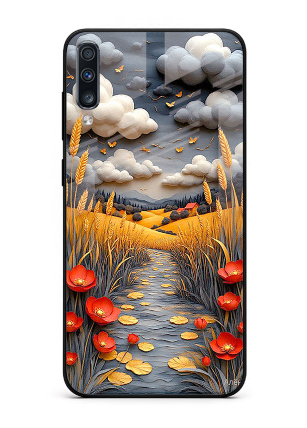 Golden Wheat Storm dramatic wheat field artwork Samsung A50 glass back cover