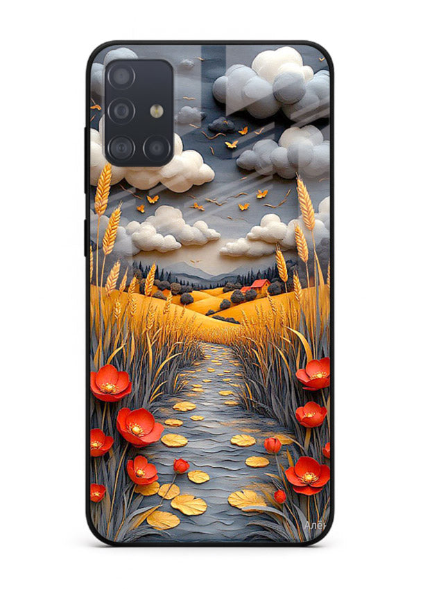 Golden Wheat Storm dramatic wheat field artwork Samsung A71 glass back cover