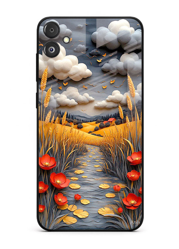 Golden Wheat Storm dramatic wheat field artwork Samsung F05 5G glass back cover