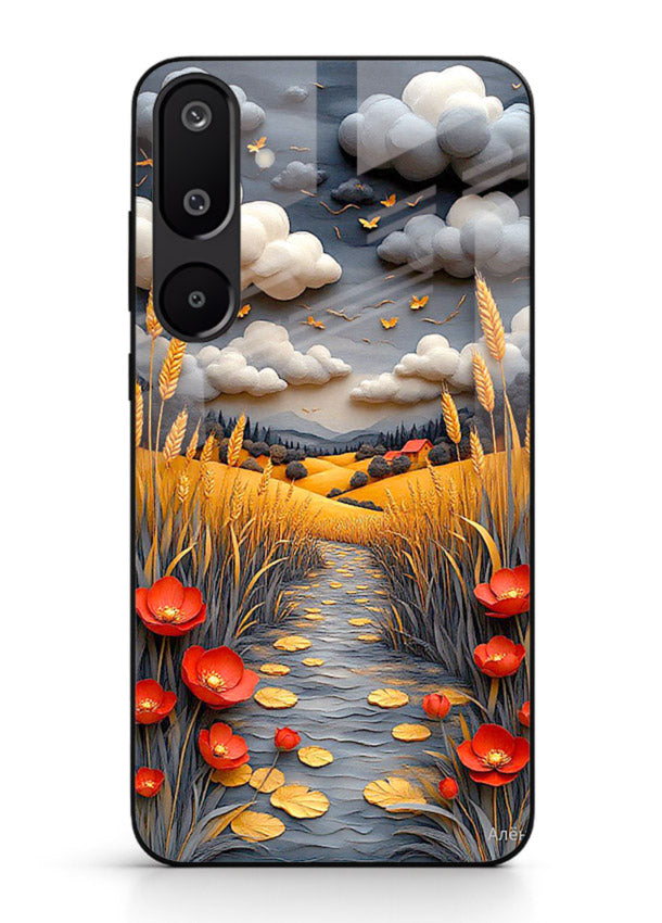 Golden Wheat Storm dramatic wheat field artwork Samsung F16 5G glass back cover