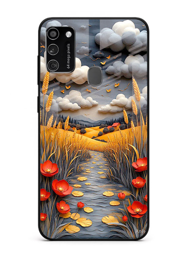 Golden Wheat Storm dramatic wheat field artwork Samsung M30s glass back cover