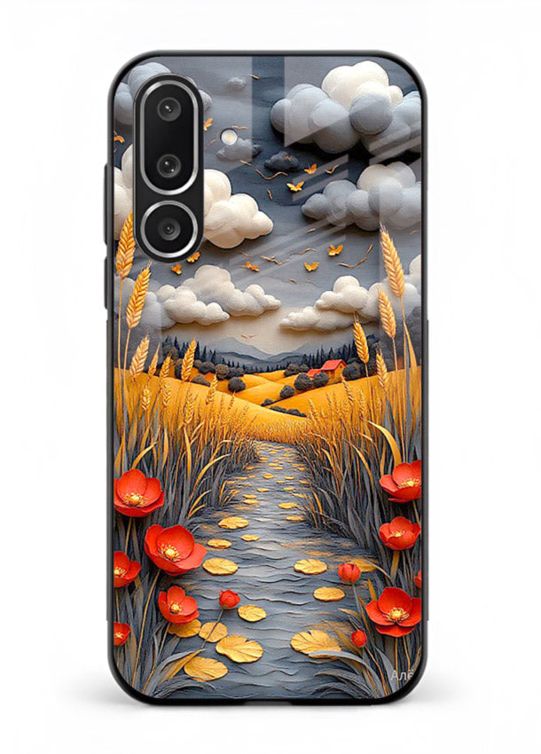 Golden Wheat Storm dramatic wheat field artwork Samsung F56 5G glass back cover