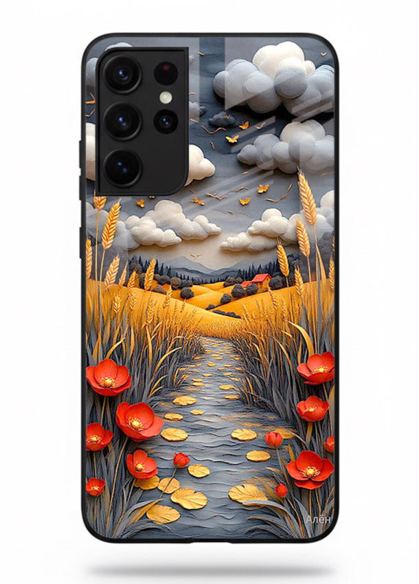 Golden Wheat Storm dramatic wheat field artwork Samsung S21 Ultra glass back cover