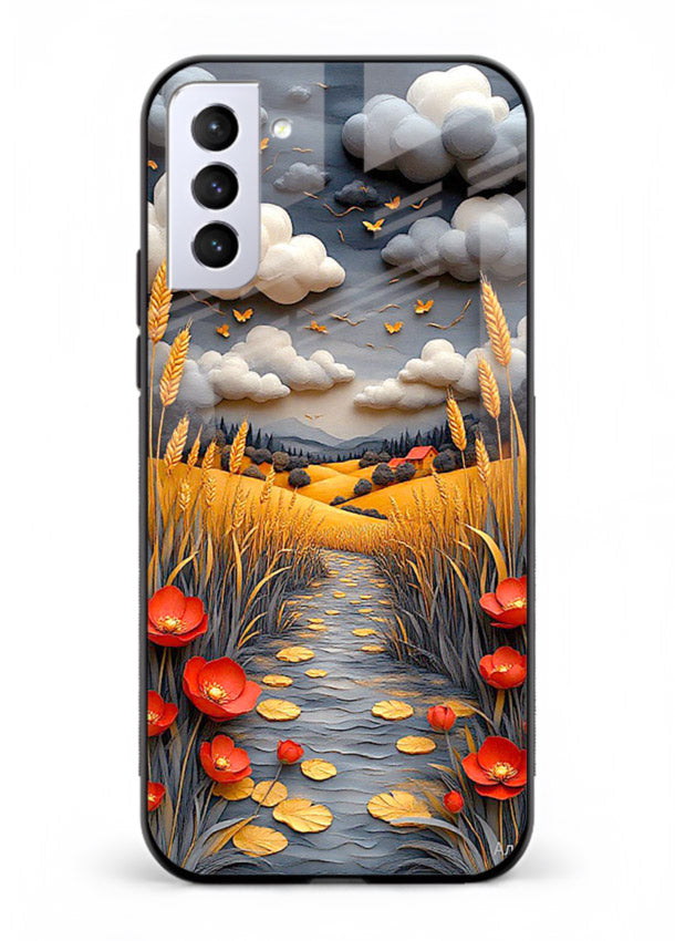 Golden Wheat Storm dramatic wheat field artwork Samsung S21 Plus glass back cover