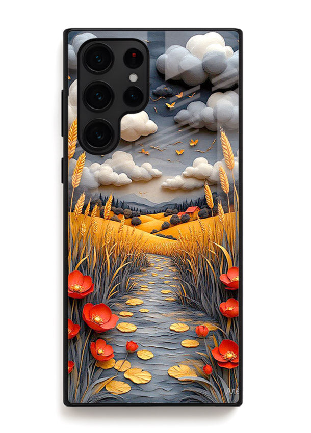 Golden Wheat Storm dramatic wheat field artwork Samsung S24 Ultra glass back cover