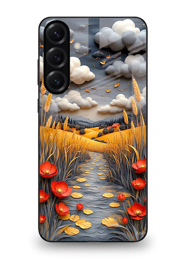 Golden Wheat Storm dramatic wheat field artwork Samsung S24 FE glass back cover