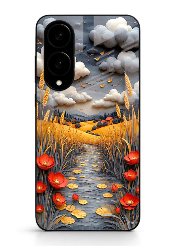 Golden Wheat Storm dramatic wheat field artwork Samsung S25 Edge glass back cover
