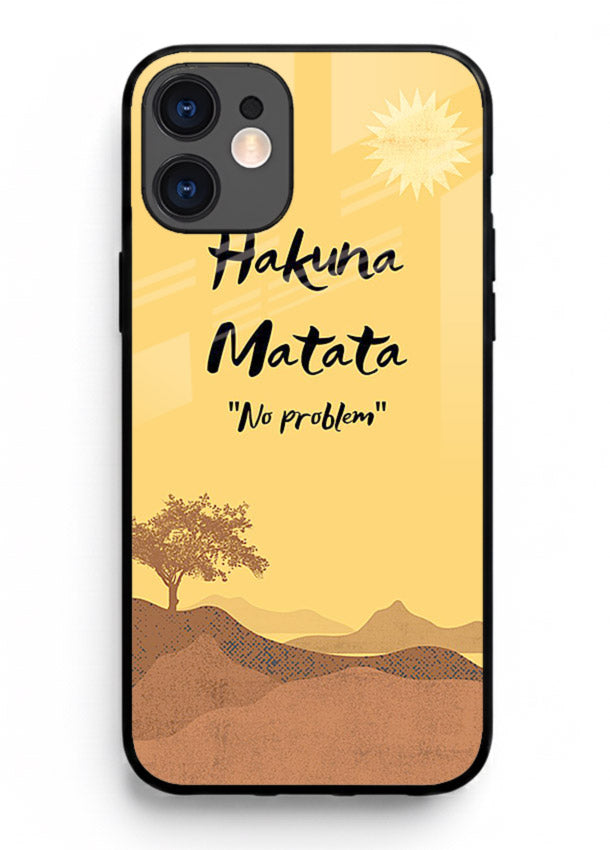 Warm sunset carefree message printed on iphone 12 glass back cover with bright tones.