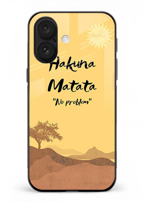 Warm sunset carefree message printed on iphone 16 plus glass back cover with bright tones.