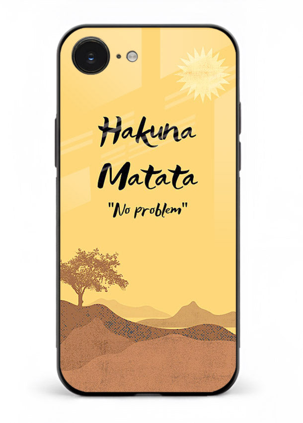 Warm sunset carefree message printed on iphone 16e glass back cover with bright tones.
