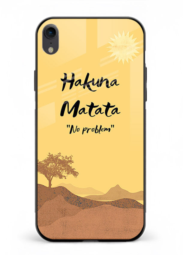 Warm sunset carefree message printed on iphone xr glass back cover with bright tones.