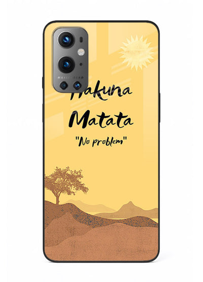 Warm sunset carefree message printed on OnePlus 9 glass back cover with bright tones.