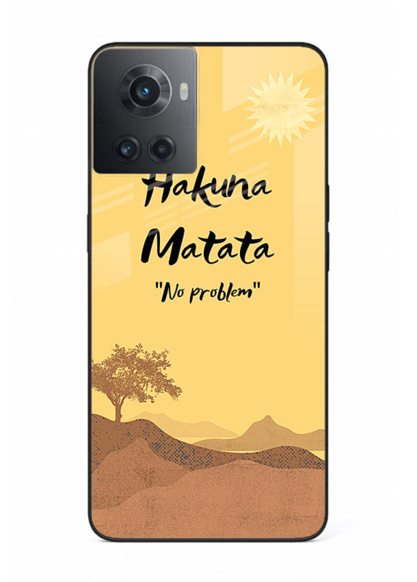 Warm sunset carefree message printed on OnePlus 10R glass back cover with bright tones.