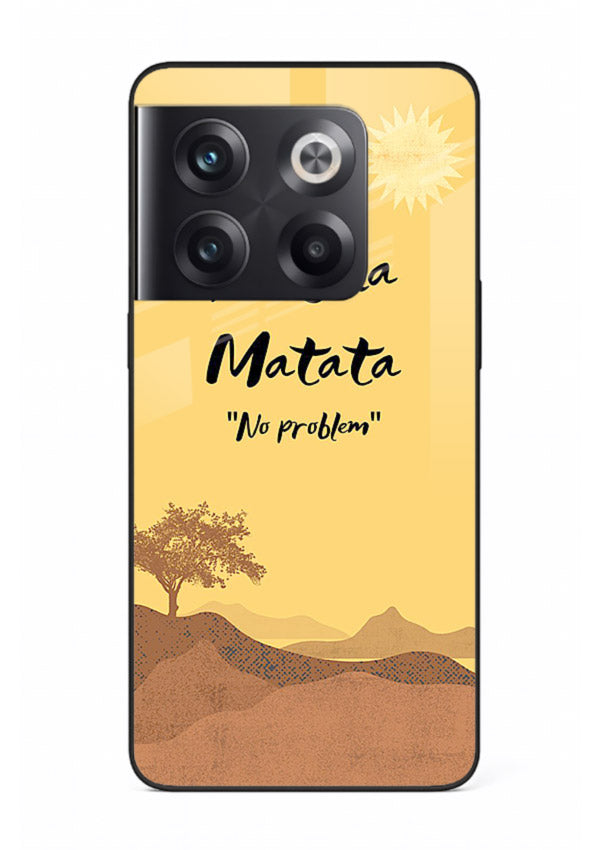 Warm sunset carefree message printed on OnePlus 10T glass back cover with bright tones.