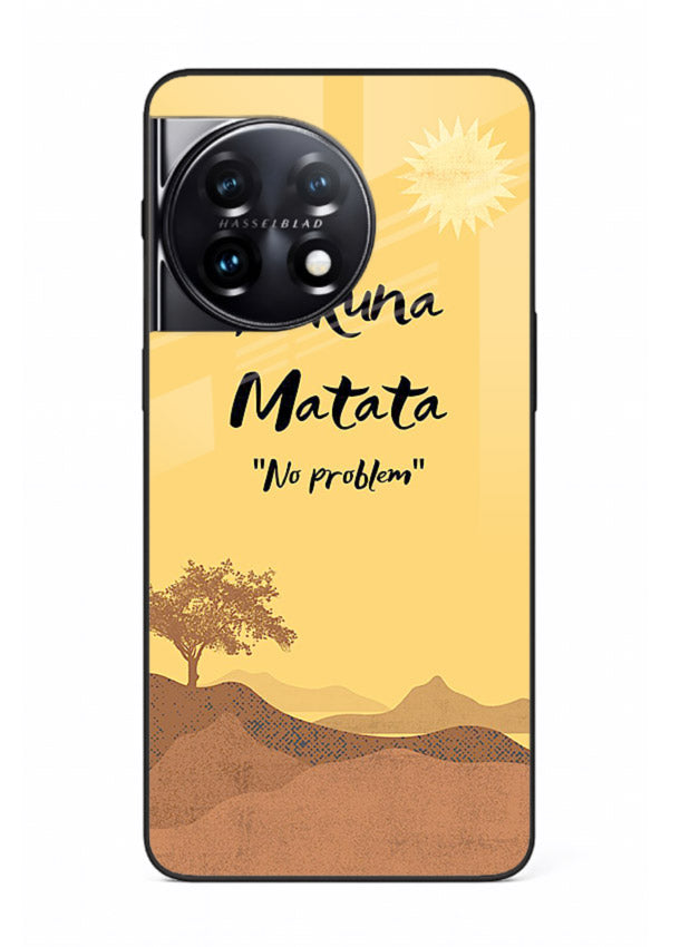 Warm sunset carefree message printed on OnePlus 11 glass back cover with bright tones.