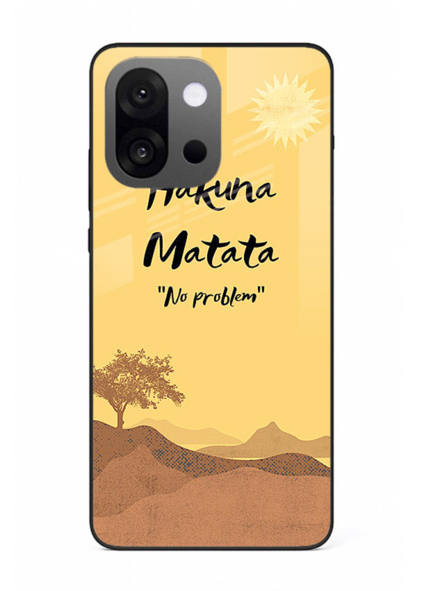 Warm sunset carefree message printed on OnePlus 13s glass back cover with bright tones.
