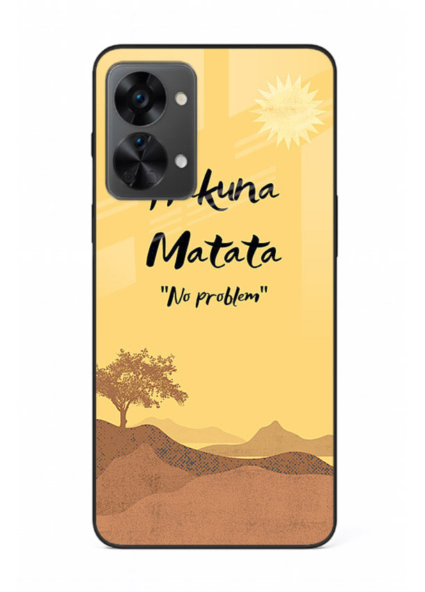 Warm sunset carefree message printed on OnePlus Nord 2T glass back cover with bright tones.