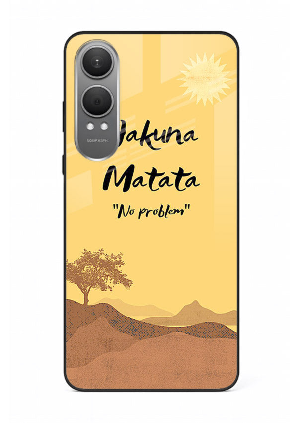 Warm sunset carefree message printed on OnePlus Nord CE4 Lite glass back cover with bright tones.