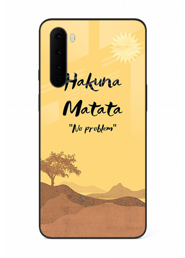 Warm sunset carefree message printed on OnePlus Nord glass back cover with bright tones.